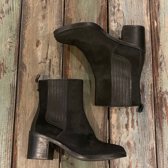 Ugg Camden Cow Hair Exotic Chelsea Ankle Boots Booties Block Heel Black Size 10 - Picture 13 of 14